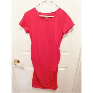 Hot pink fitted maternity dress